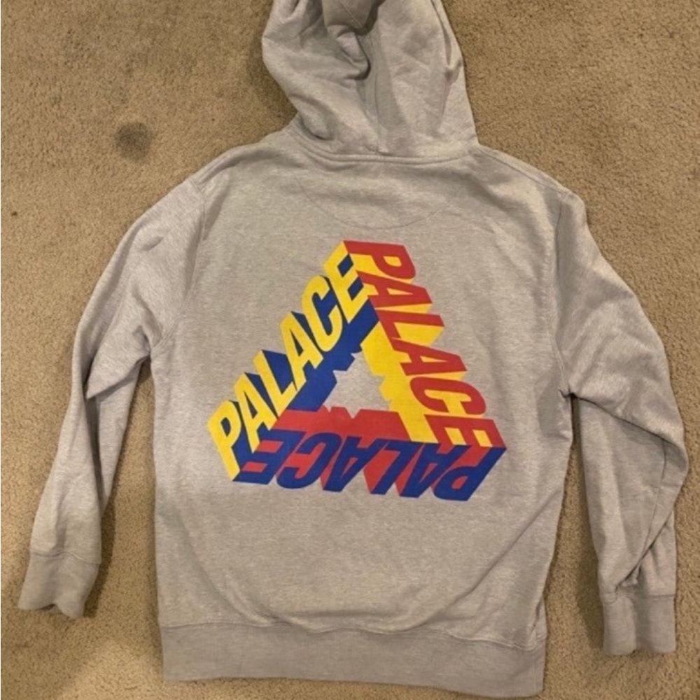 PALACE Gray Hoodie with Tri-Color Logo